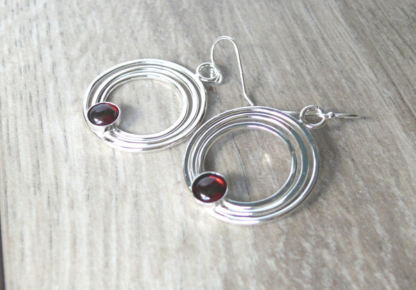 concentric circle garnet earrings