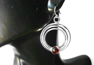 Sterling silver garnet hoop earrings