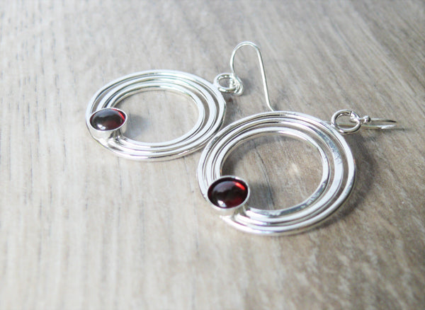 silver garnet earrings