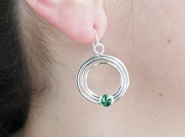 silver dangle hoop earrings