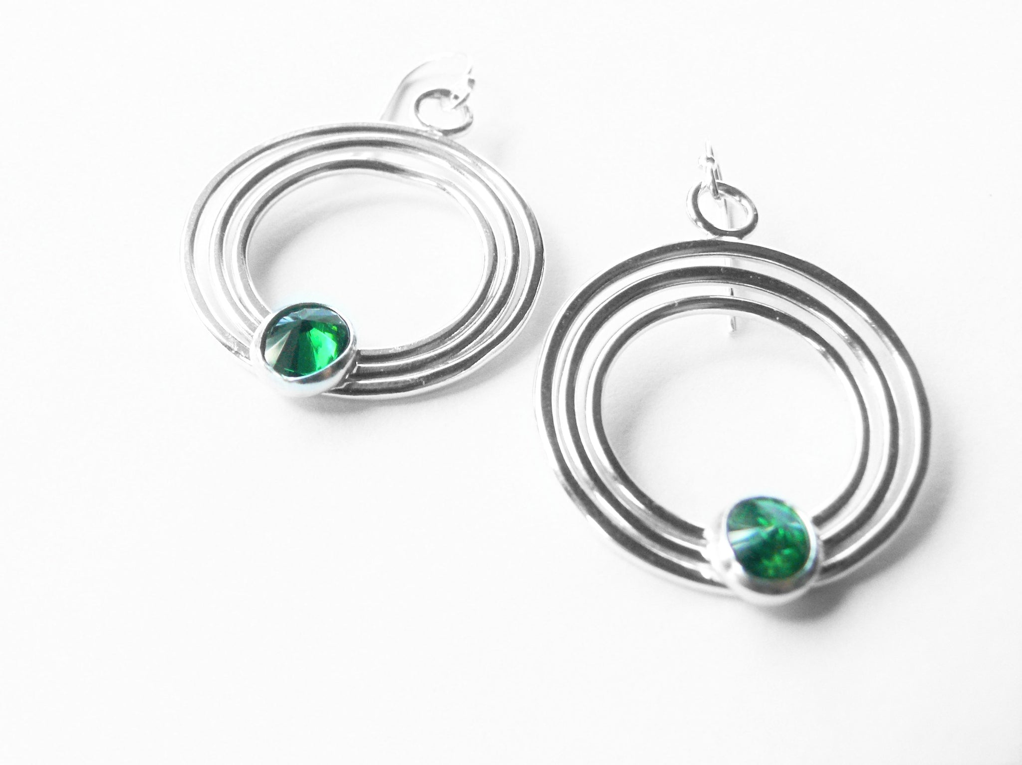 green gemstone sterling silver earrings