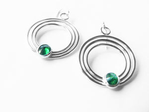 green gemstone sterling silver earrings