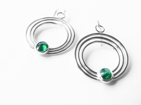 green gemstone sterling silver earrings