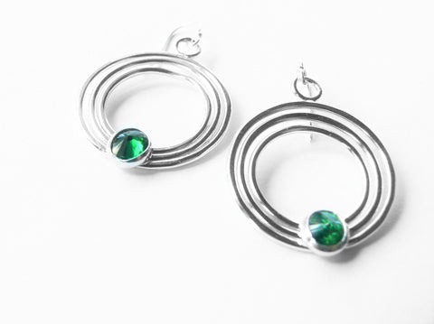 green gemstone sterling silver earrings