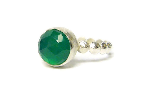 sterling silver and green onyx ring