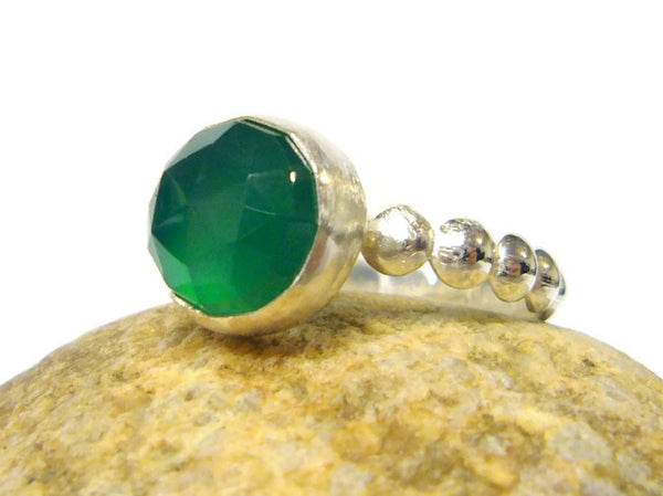 green gemstone silver ring