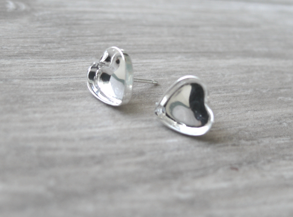 heart bezel cup blank earrings