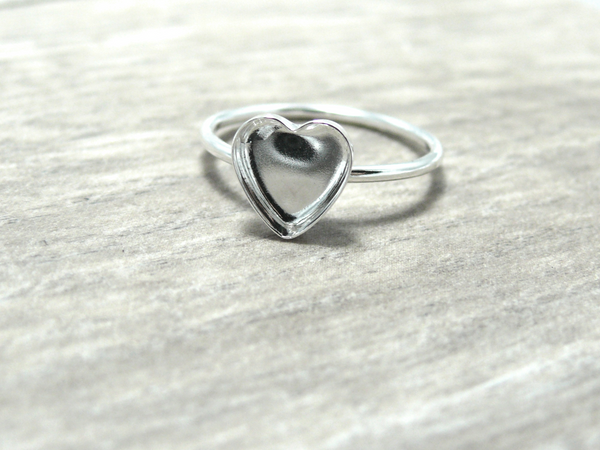 sterling silver heart ring blank bezel