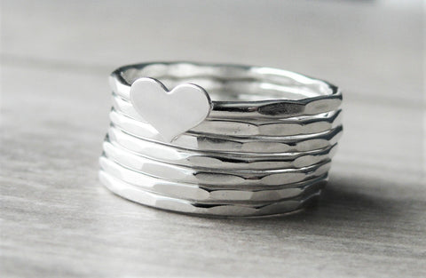 sterling silver stacking heart rings
