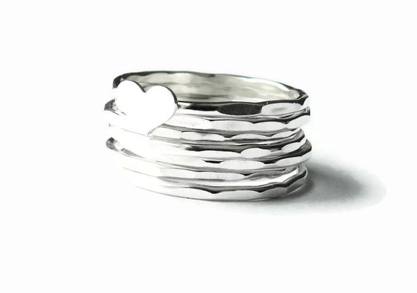 stackable heart ring set