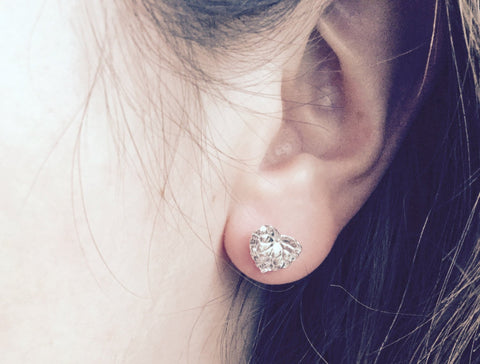 Sterling silver leaf earrings, leaf stud earrings, silver leaves studs