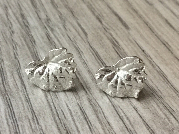 Sterling silver leaf earrings, leaf stud earrings, silver leaves studs