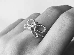 Sterling silver bow ring knot ring