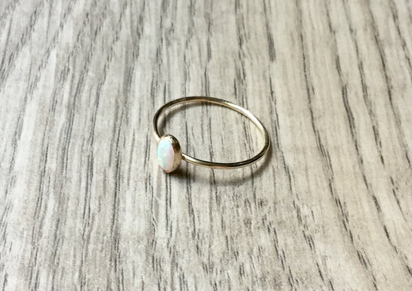 gold filled oval opal stacking ring