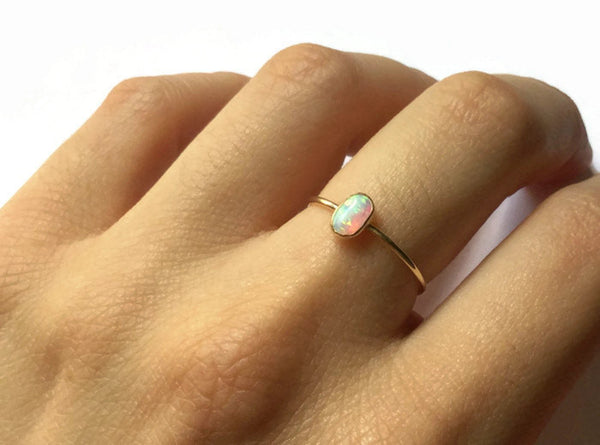 oval opal gemstone gold filled ring