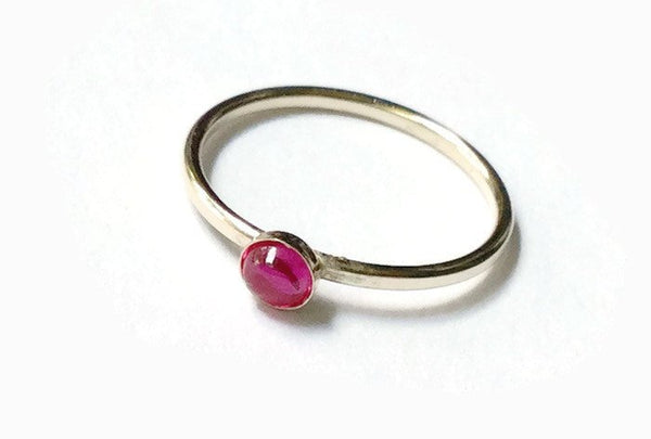 yellow gold stacking gemstone ring with ruby