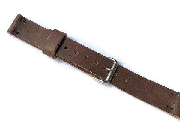 handmade brown leather watch strap for men