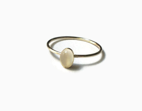 gold filled ring with oval moonstone