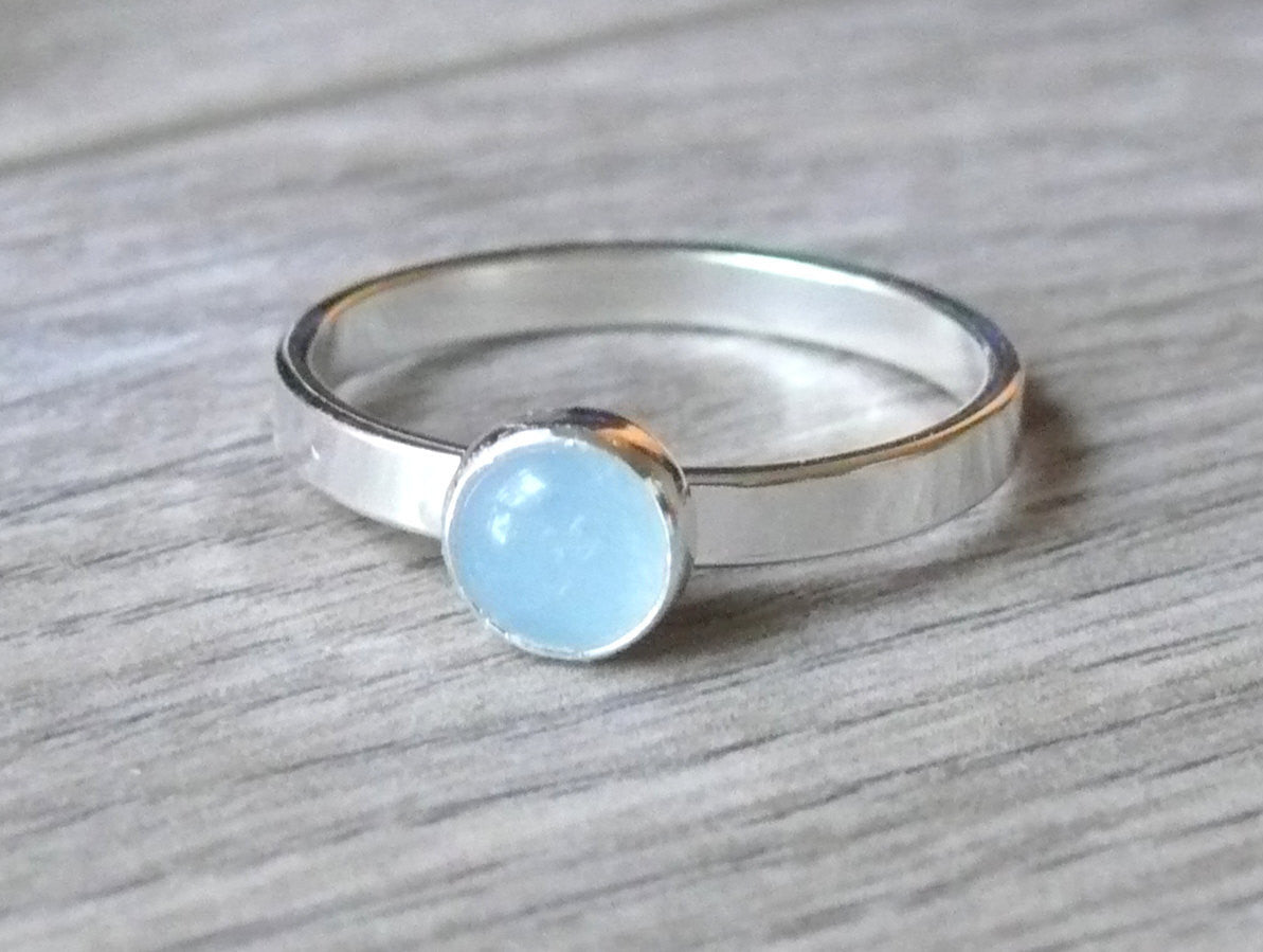 Sterling silver aquamarine ring stacking ring