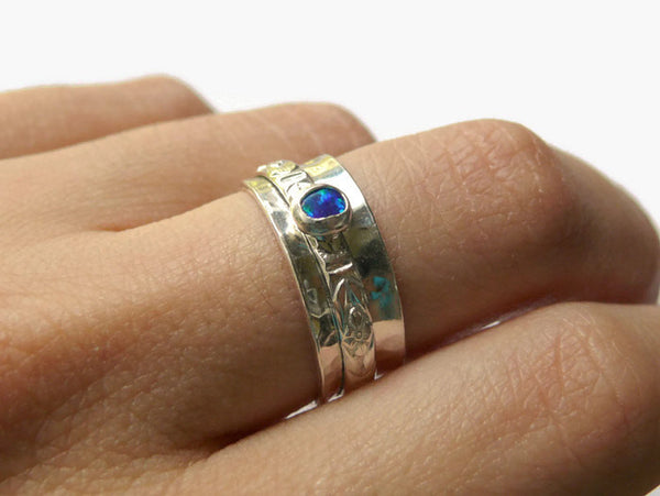 sterling silver blue opal spinner