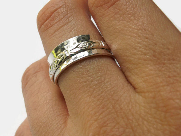 Sterling silver spinner ring worry ring fidget ring anxiety ring rolling ring sterling silver ring silver spinning ring