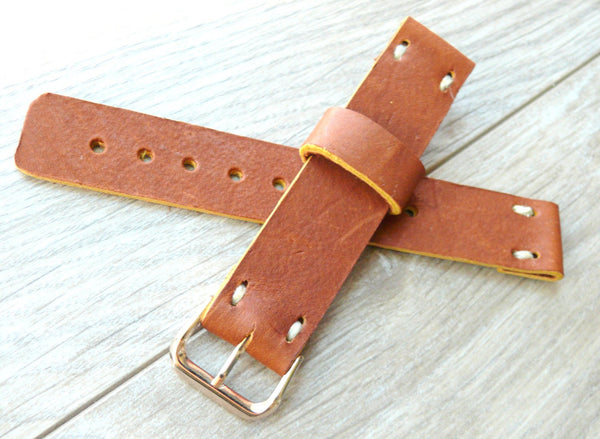 men's leather watch band hand-stitched