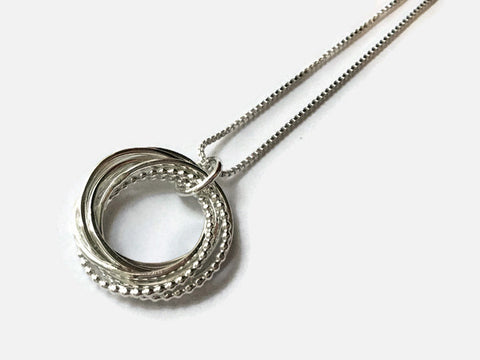 Interlocking circle necklace / Sterling silver infinity necklace / family necklace 8th anniversary gift