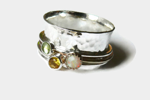 sterling silver gemstone spinner ring
