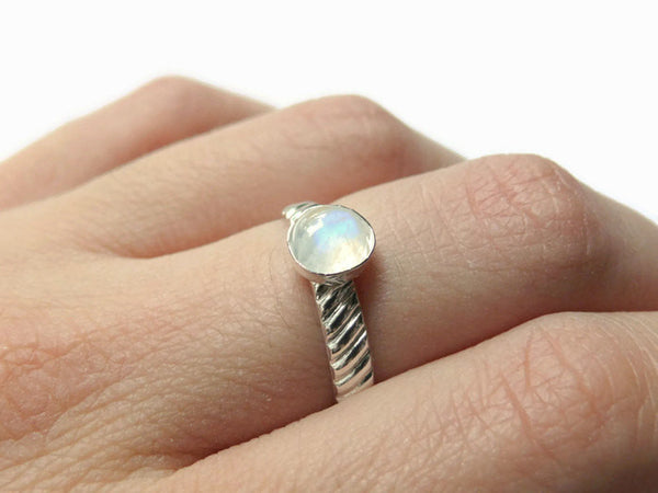 Rainbow moonstone ring