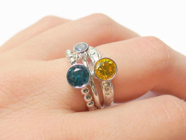 gemstone stacking ring set