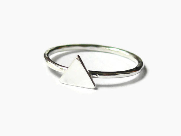 Sterling silver triangle ring • Geometric jewelry • Silver stacking ring • Handmade silver ring