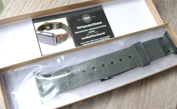 handmade leather watch band in gift box