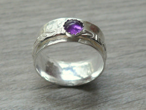Silver amethyst ring anxiety jewelry kinetic ring silver spinning ring sterling silver ring fidget spinner ring