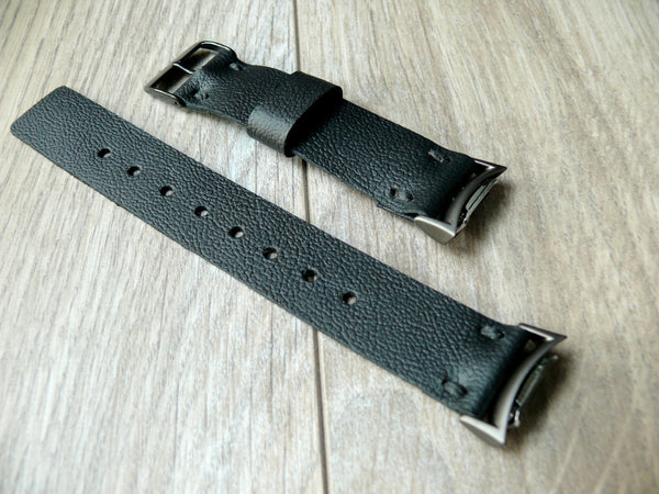 Leather band for Samsung Gear S2 leather watch band, Samsung Gear S2 stainless steel adapter watch band, gray, dark gray, black band