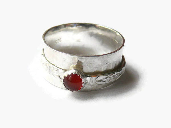 sterling silver carnelian spinning ring