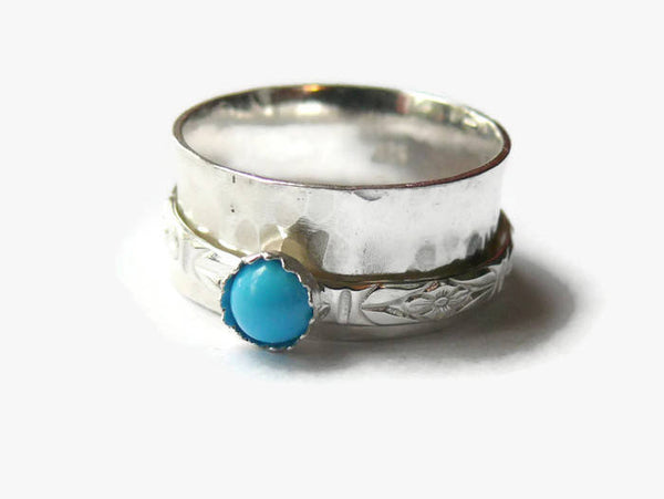 Sterling silver turquoise ring silver spinner ring spinning fidget anxiety ring worry ring sterling silver ring