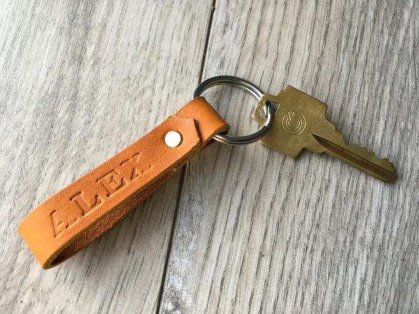 Personalized Leather Key Ring Hand stamped personalized key chain, keychain gift, personalized gift idea, anniversary gift, wedding gift