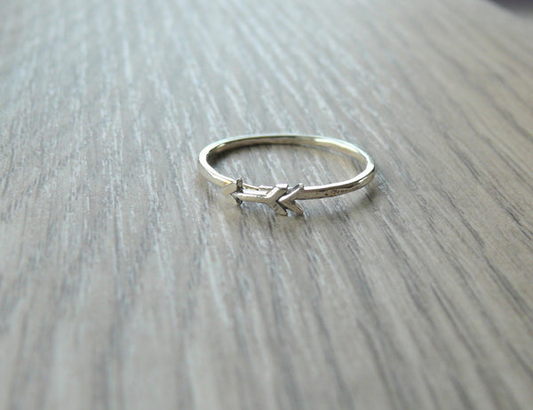 Sterling silver arrow ring, sideways arrow ring, tiny arrow jewelry silver stacking ring