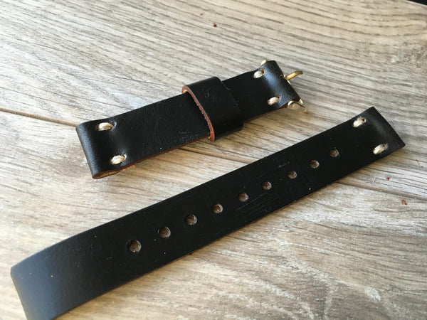 Horween Chromexcel Watch band, Black 20mm band, 20mm watch band, Horween leather watch strap, genuine leather watch band, high quality band