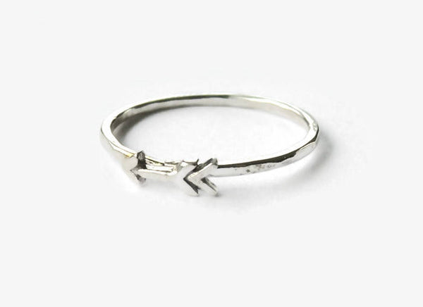 Sterling silver arrow ring, sideways arrow ring, tiny arrow jewelry silver stacking ring