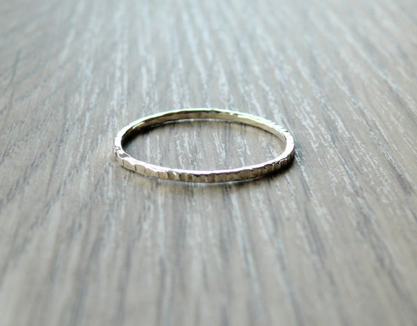 Sterling silver stacking ring, thin hammered ring, wood bark texture ring, twig ring dainty super skinny ring stackable