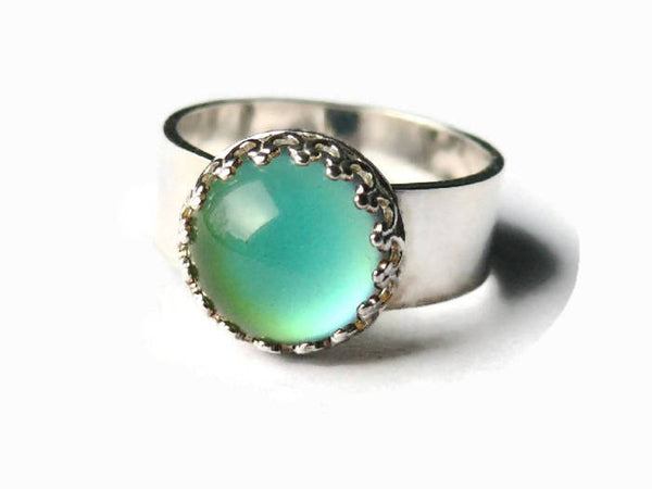 sterling silver green mood ring