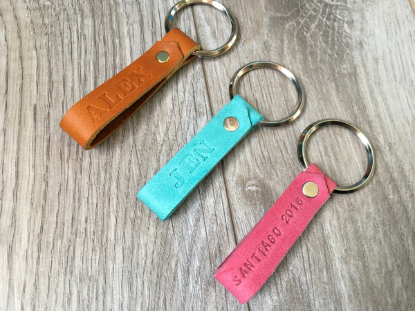 Personalized Leather Key Fob,  Hand stamped personalized key chain, keychain gift, personalized gift idea, anniversary gift, wedding gift