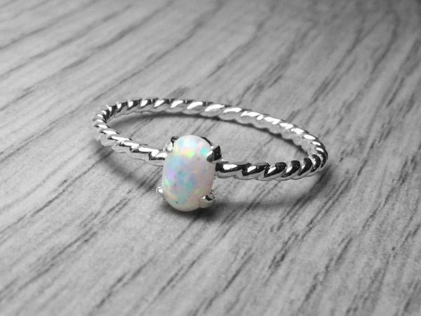 White Opal Sterling Silver Ring