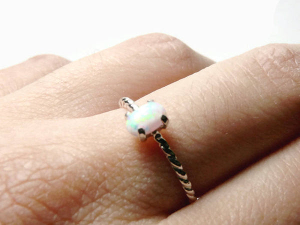 White Opal Sterling Silver Ring