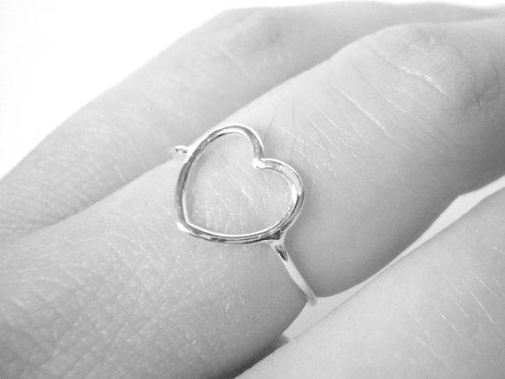 Open heart ring • Sterling Silver heart ring • Romantic gift for her • Sterling silver ring