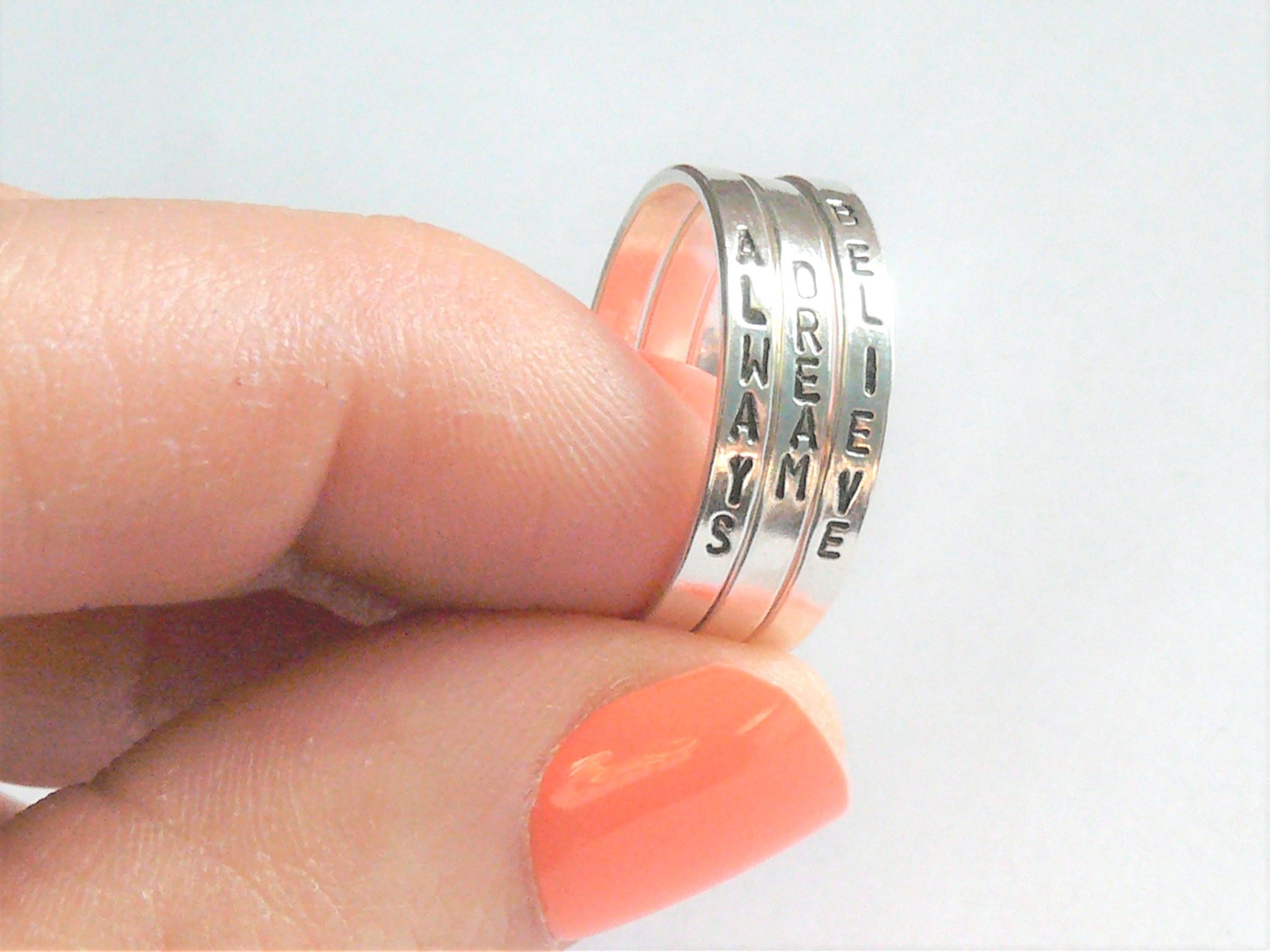 His And Hers Stamped Sterling Silver Rings