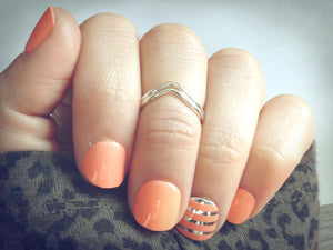 sterling silver chevron knuckle rings with peach nails