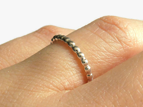 Silver bead ring • Sterling silver ring • Stacking Dot ring • Layering beaded ring • Sterling silver stacking ring • Dotted ring