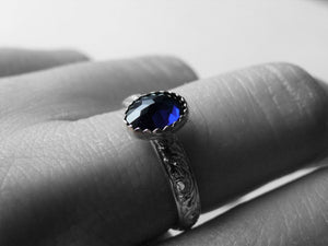 Silver Sapphire ring • Birthstone ring • Silver stacking ring gemstone jewelry • Sterling silver sapphire ring